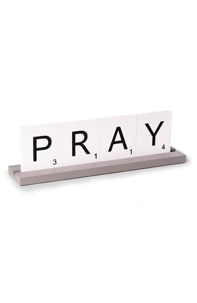 Bey-Berk White 'Pray' Scrabble Letter Tile Sign, Main, color, Multi
