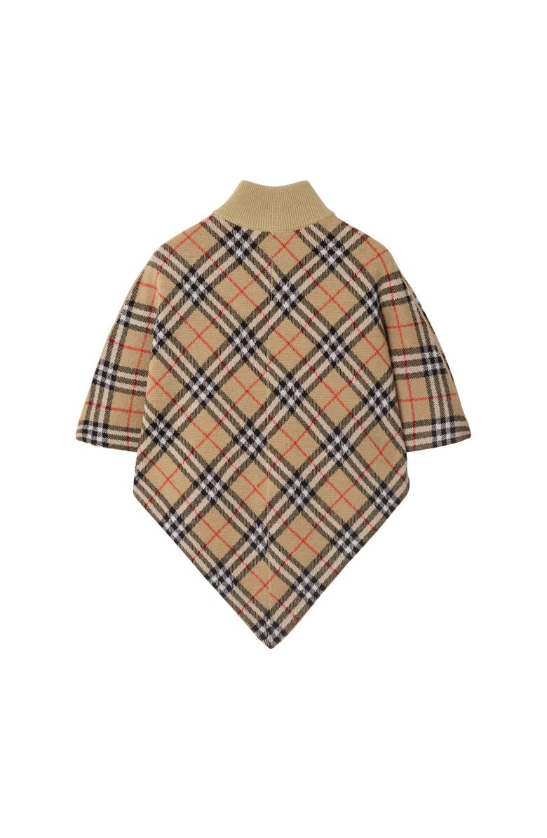 Burberry Check Wool Cape, Alternate, color, Sand