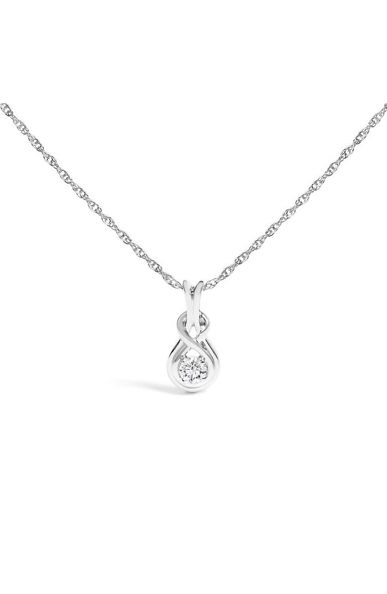 Haus of Brilliance Silver 1/10 Cttw Lab Grown Diamond Love Knot Solitaire Pendant Necklace, Main, color, White