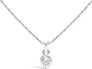 Haus of Brilliance Silver 1/10 Cttw Lab Grown Diamond Love Knot Solitaire Pendant Necklace
