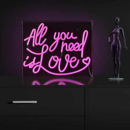 Jonathan Y All Contemporary Glam Acrylic Box Usb Operated Led Neon Light In Pink