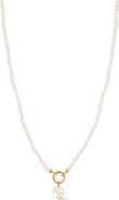 Ember Fine Jewelry 14K Yellow Gold Croissant Charm Beaded Necklace