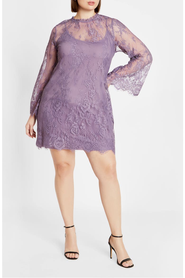 Zelda Lace Minidress, Main, color, LILAC LACE
