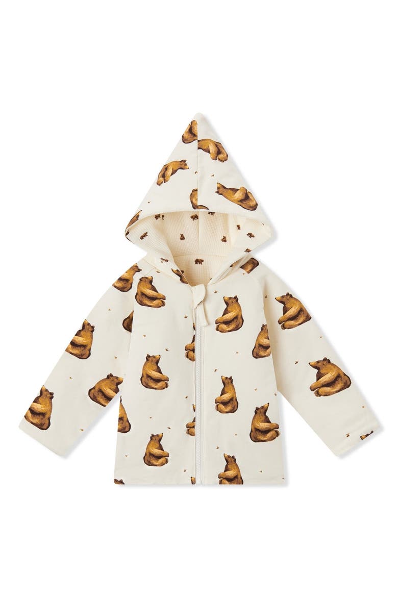 Reversible Waffle Knit Hooded Jacket, Alternate, color, Honey Bear