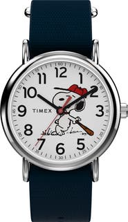 Timex® Peanuts® x Timex Weekender Baseball 38mm Fabric Strap Watch