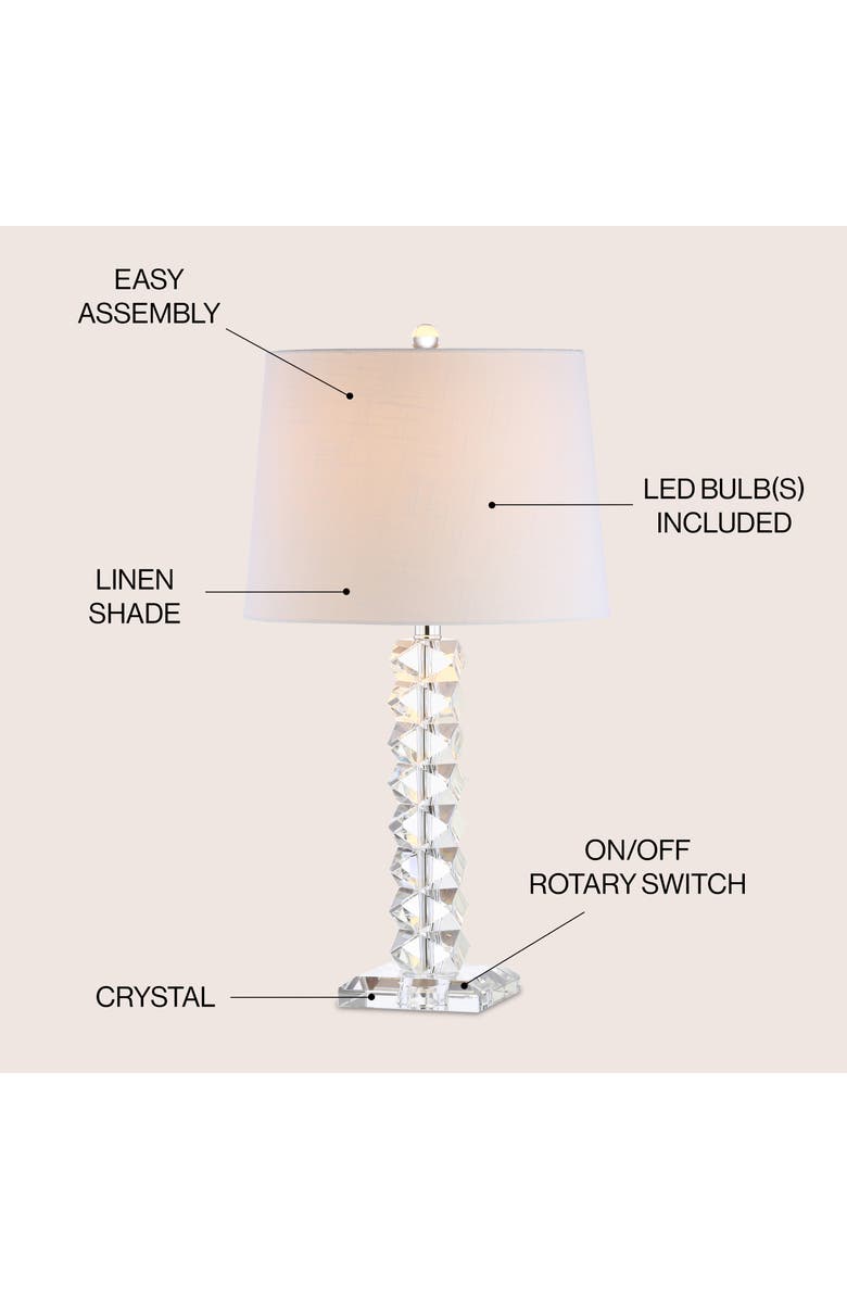 JONATHAN Y Julia Crystal LED Table Lamp, Alternate, color, Clear