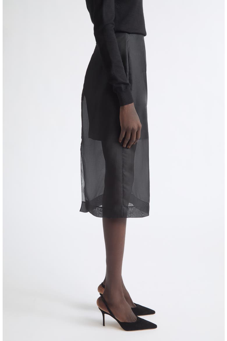 Silk Knee Length Skirt, Alternate, color, BLACK