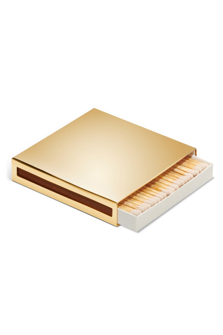 Square Match Sleeve & Matches, Alternate, color, GOLD