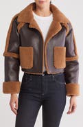 Vigoss Faux Shearling Trimmed Faux Leather Jacket