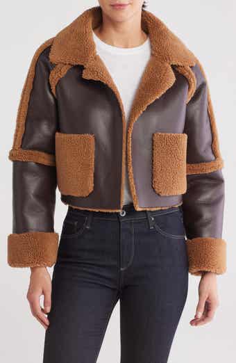 Vigoss Faux Shearling Trimmed Faux Leather Jacket