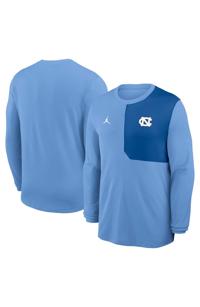 Jordan Brand Men's Jordan Brand Carolina Blue North Carolina Tar Heels 2025 Sideline Coach UV Performance Long Sleeve T-Shirt, Alternate, color, Light Blue