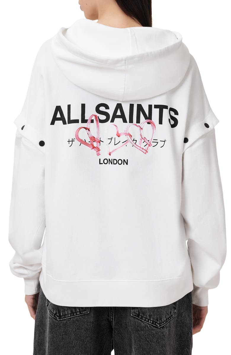 AllSaints Amore Amphie Snap Sleeve Hoodie, Alternate, color, 