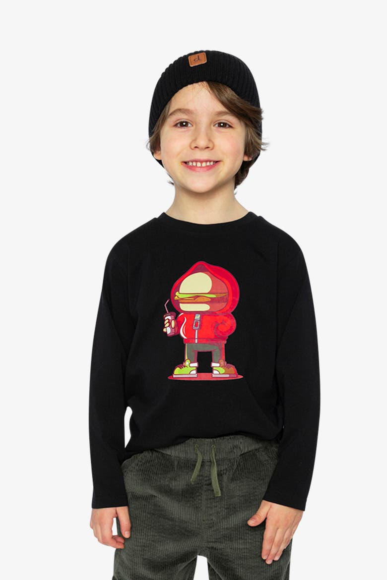 Organic Cotton Crew Neck Street Graphic Long Sleeve T-Shirt, Alternate, color, Black and Red