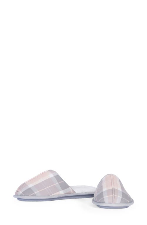 Barbour Maddie Faux Fur Lined Mule Slipper In Recycled Pink/grey Tartan
