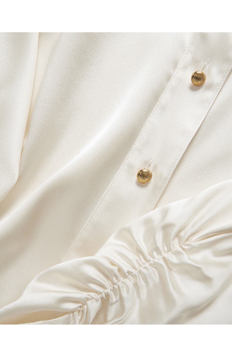 Veronica Beard Shiona Ruched Silk Blend Shirt, Alternate, color, Dove