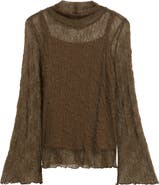 Wit & Wisdom Mock Neck Sheer Knit Top