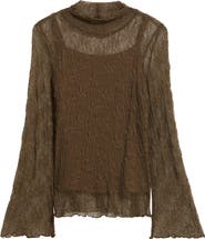 Wit & Wisdom Mock Neck Sheer Knit Top