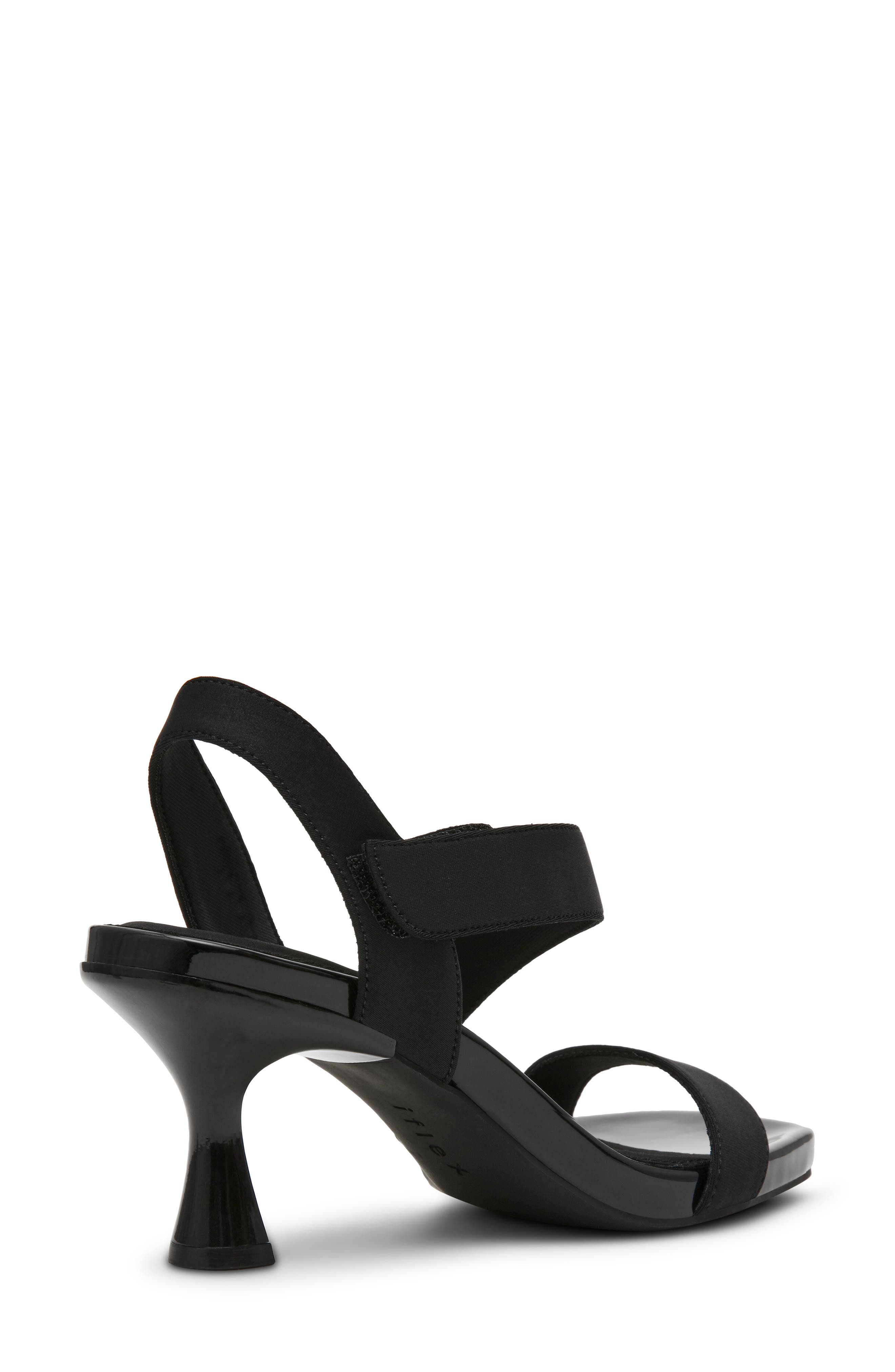 Anne Klein Justin Kitten Heel Sandal, Alternate, color, Black Stretch