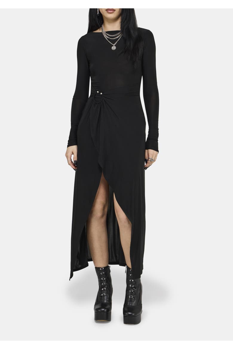 Bellamira Ring Waist Midaxi Dress, Main, color, Black