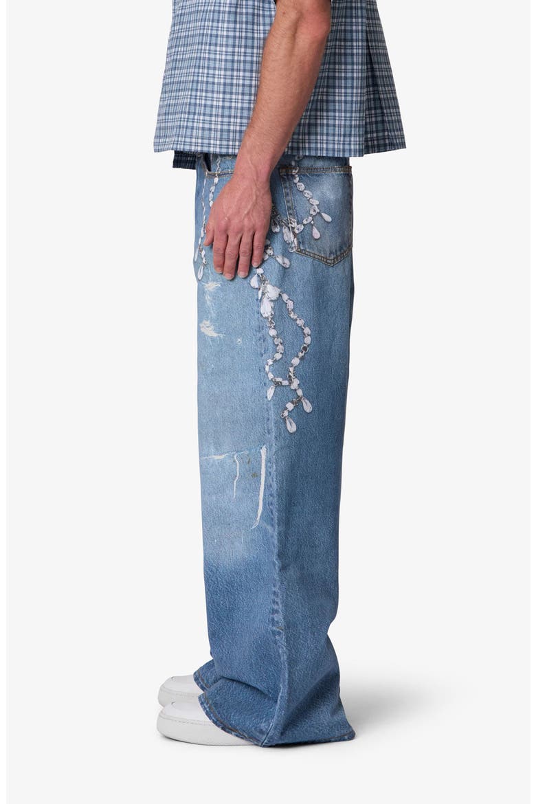 Rave Chain Printed Relaxed Wide Leg Jeans, Alternate, color, VINTAGE BLUE