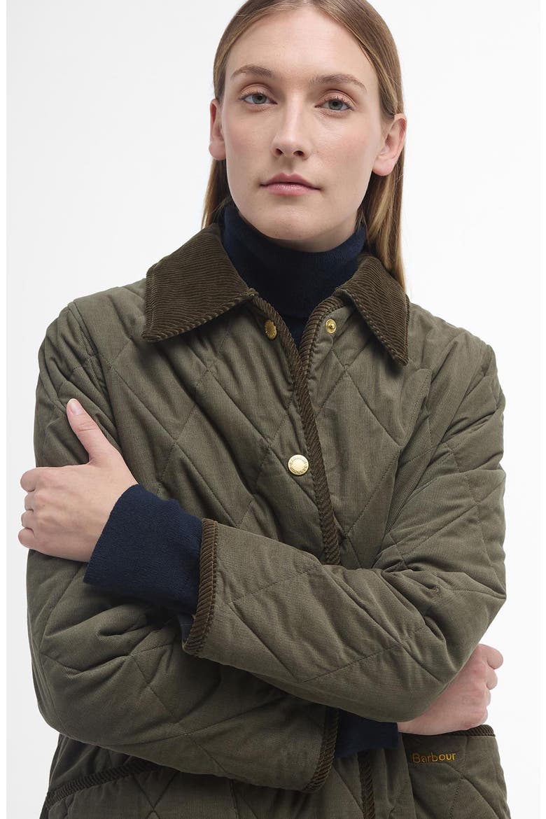 Cornelia Quilted Jacket, Alternate, color, DEEP OLIVE/ANCIENT TARTAN