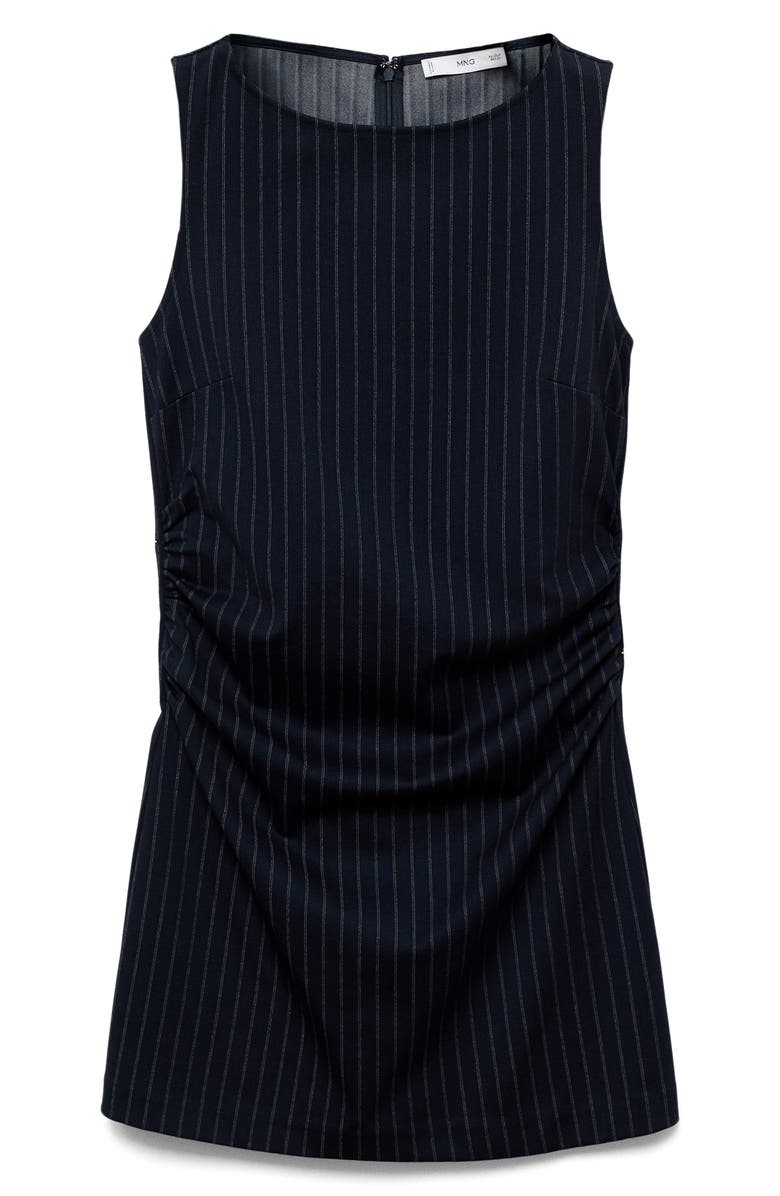 MANGO Pinstripe Maternity Dress, Alternate, color, Navy
