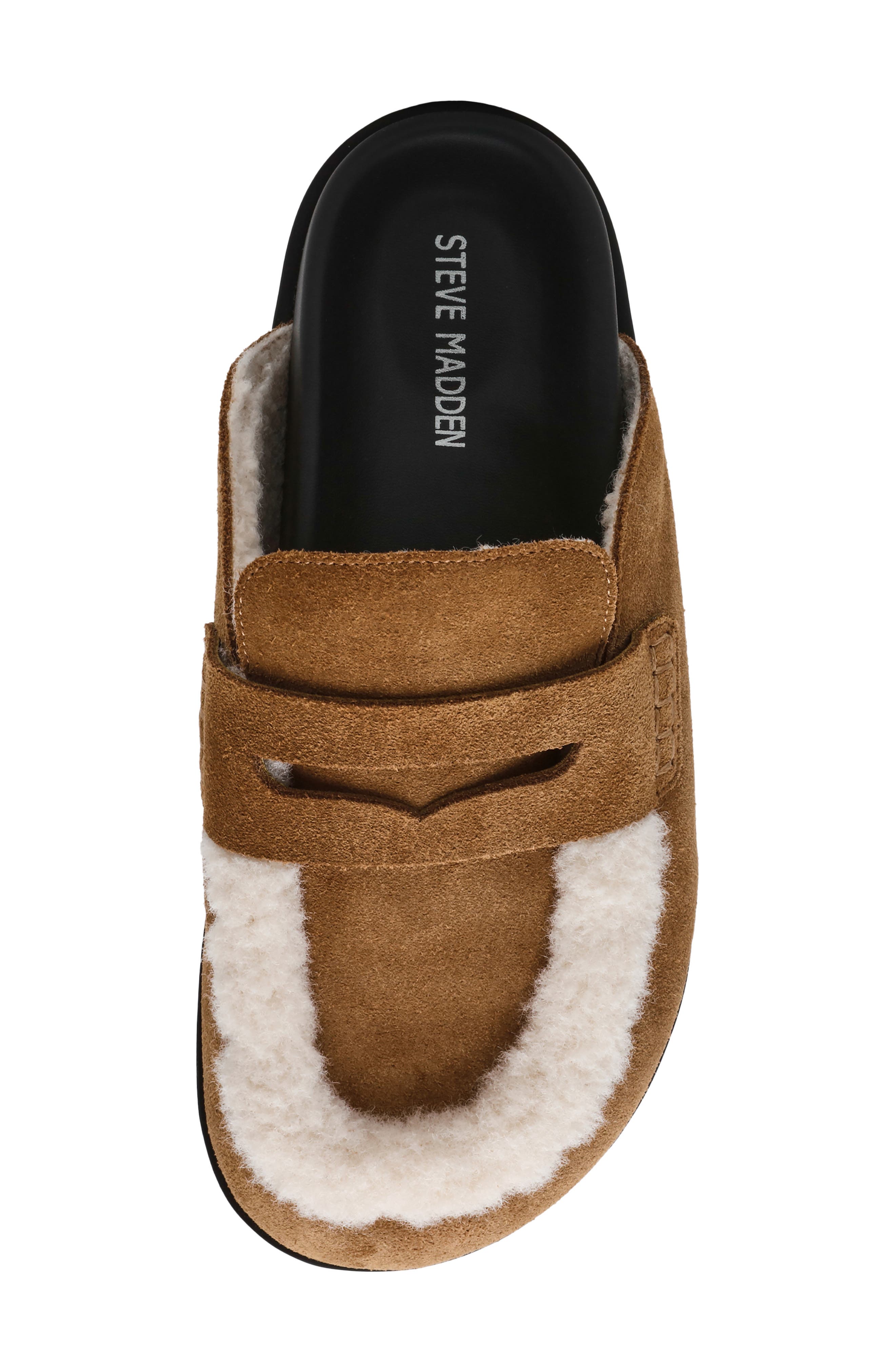 Steve Madden Tomlin Faux Fur Trim Mule, Alternate, color, Chestnut Suede