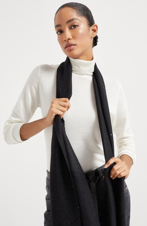 Brunello Cucinelli Cashmere And Silk Diamond Yarn Scarf In Black