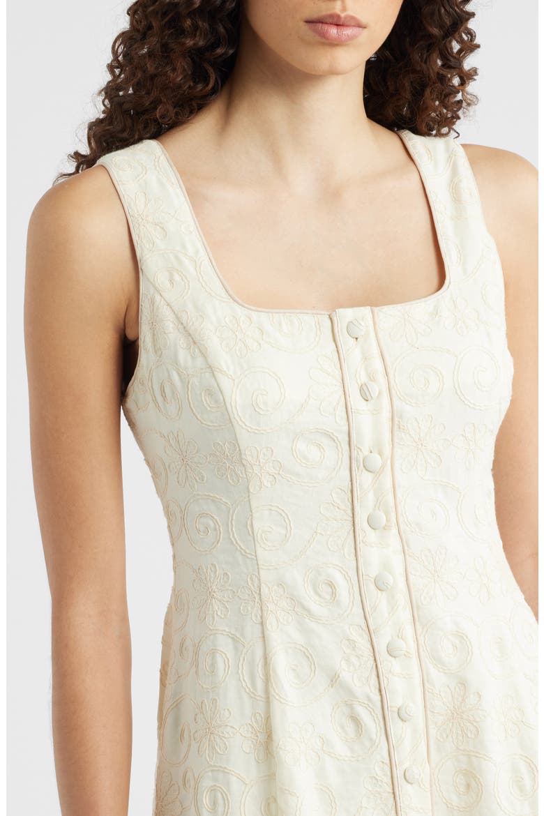 Embroidered Button-Up Dress, Alternate, color, CREAM