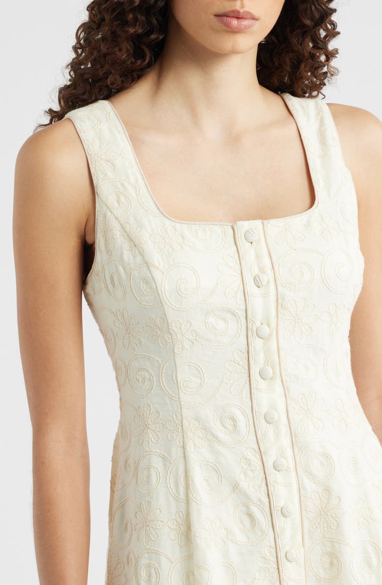 ZOE AND CLAIRE Embroidered Button-Up Dress, Alternate, color, Cream