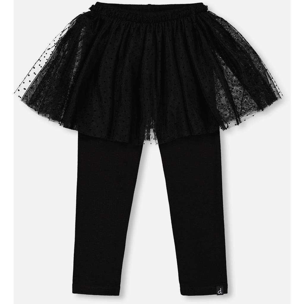 Deux Par Deux Leggings With Tulle Skirt In Blue