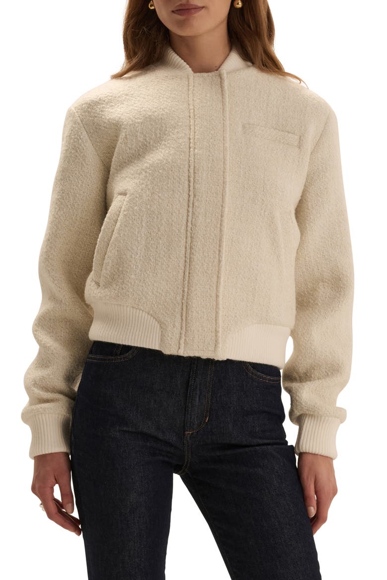 The Bouclé Studio Bomber Jacket, Main, color, IVORY