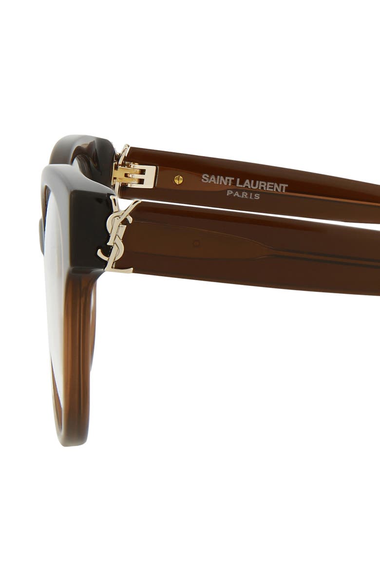 Saint Laurent 53mm Cat Eye Optical Glasses, Alternate, color, Brown Brown Transparent