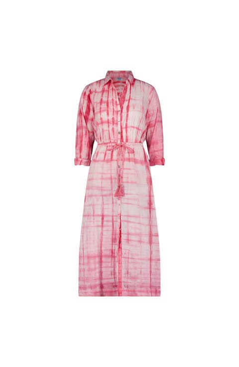 Anais Women's Button Front Shirtdress Hibiscus Shibori