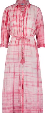 Mer St. Barth Anais Women's Button Front Shirtdress Hibiscus Shibori