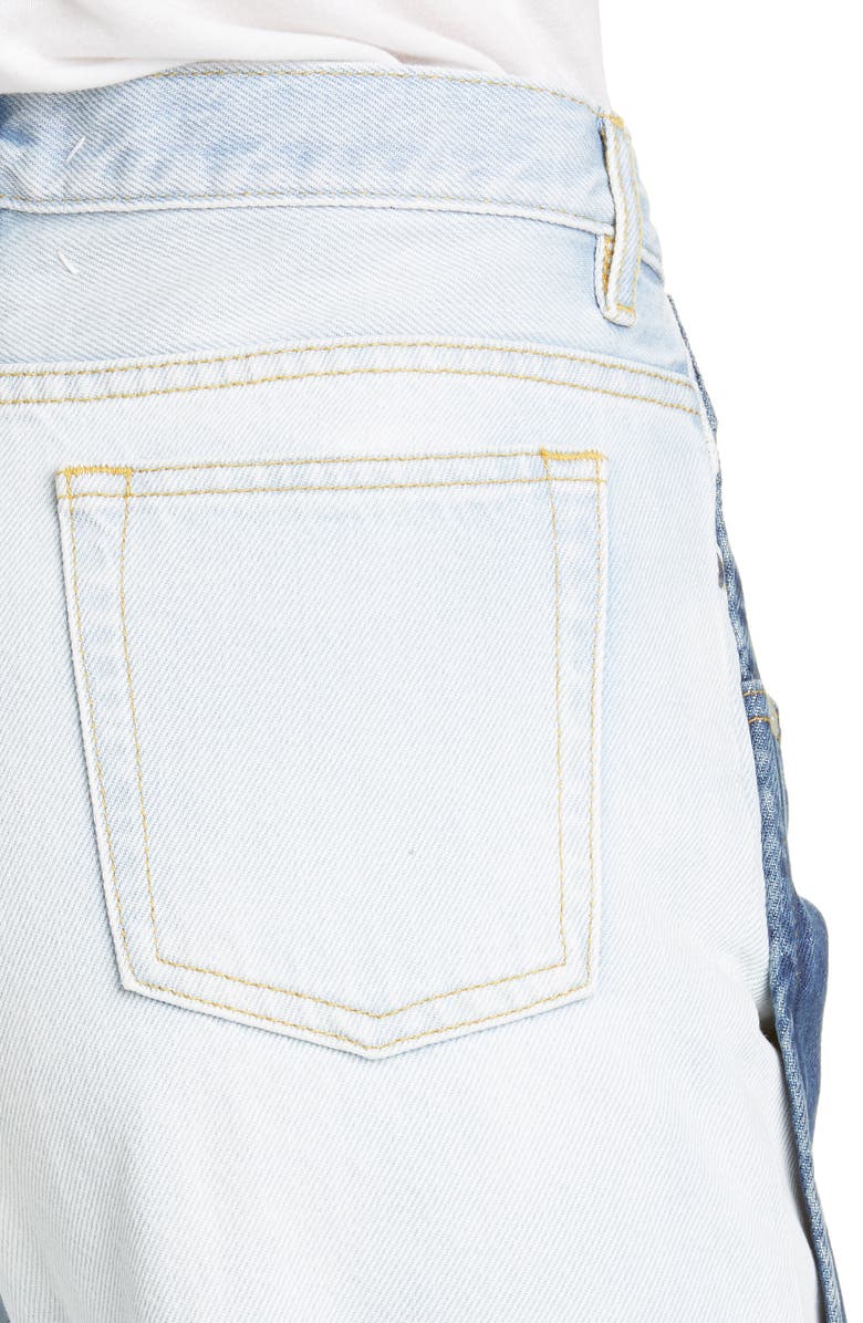 Maison Margiela Trompe l'Oeil Layered Waist Wide Leg Crop Jeans, Alternate, color,