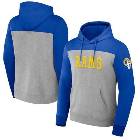Men's NFL x Darius Rucker Collection by Fanatics Heather Gray Los Angeles Rams Color Blocked Pullover Hoodie