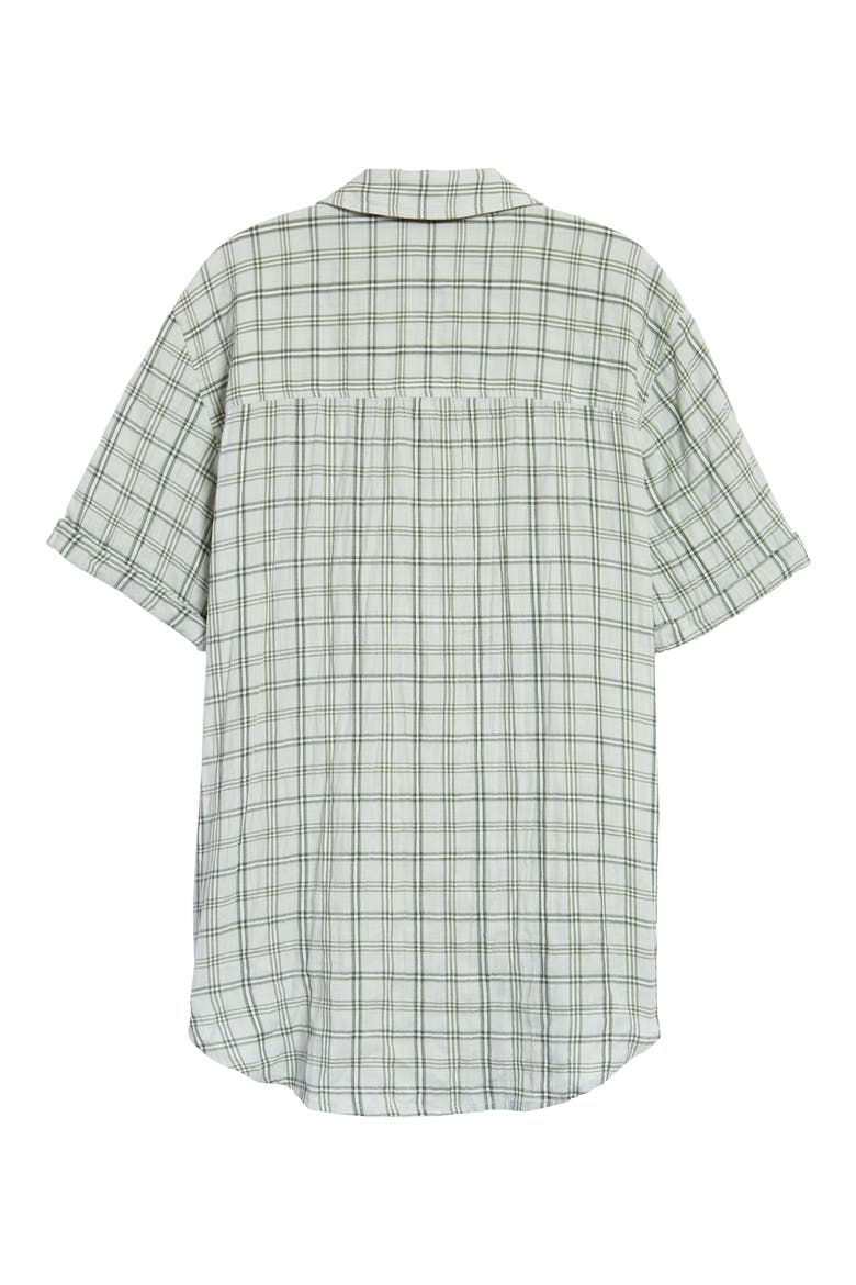 Check Short Sleeve Shirt, Alternate, color, GREEN STELLA PLAID