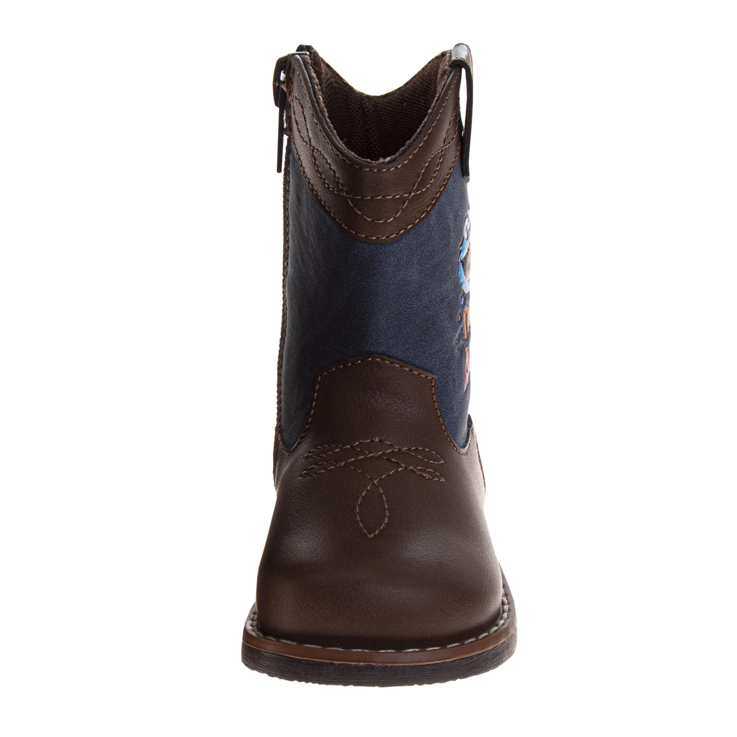 Sesame Street Elmo Infant Cowboy Boots Baby Western Pull-On Boots, Alternate, color, Brown Blue