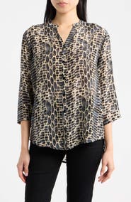 APNY Mandarin Collar Button-Up Shirt
