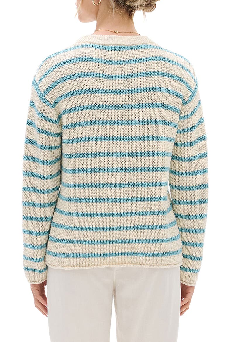 Stripe Crewneck Cotton Sweater, Alternate, color, WHISPER WHITE