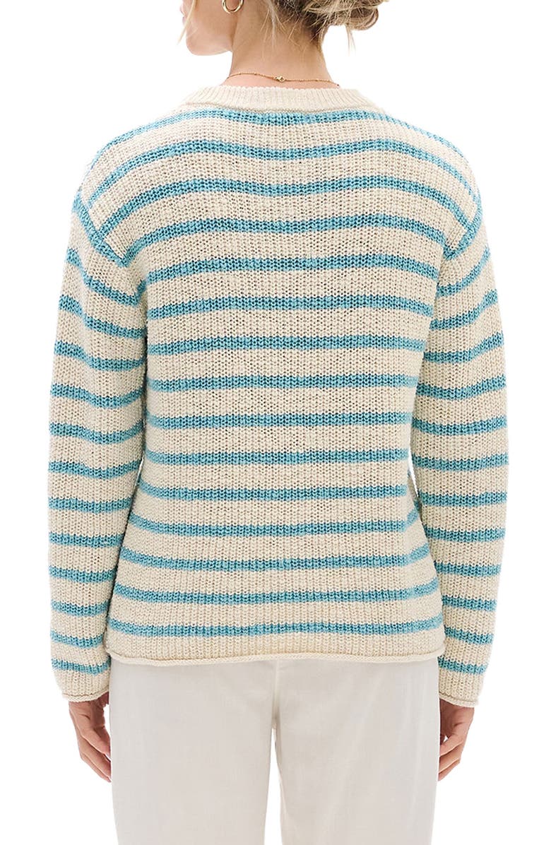 Hatley Stripe Crewneck Cotton Sweater, Alternate, color, Whisper White