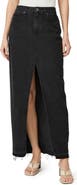 PAIGE Angela Raw Hem Slit Front Denim Maxi Skirt