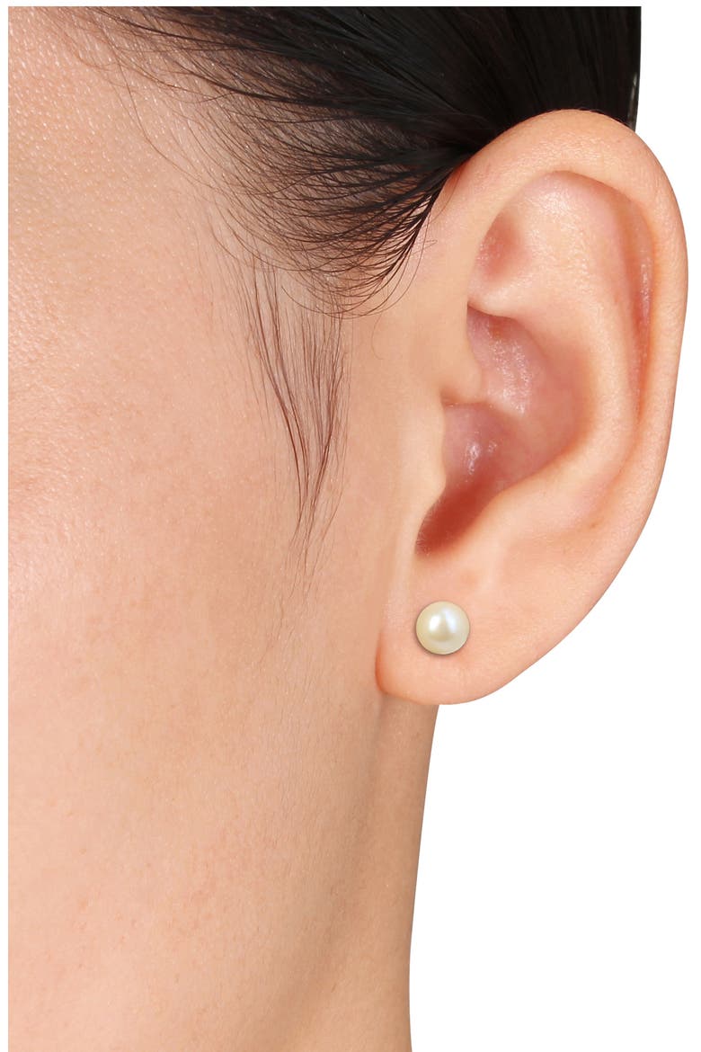 Cultured Pearl Stud Earrings, Alternate, color, WHITE