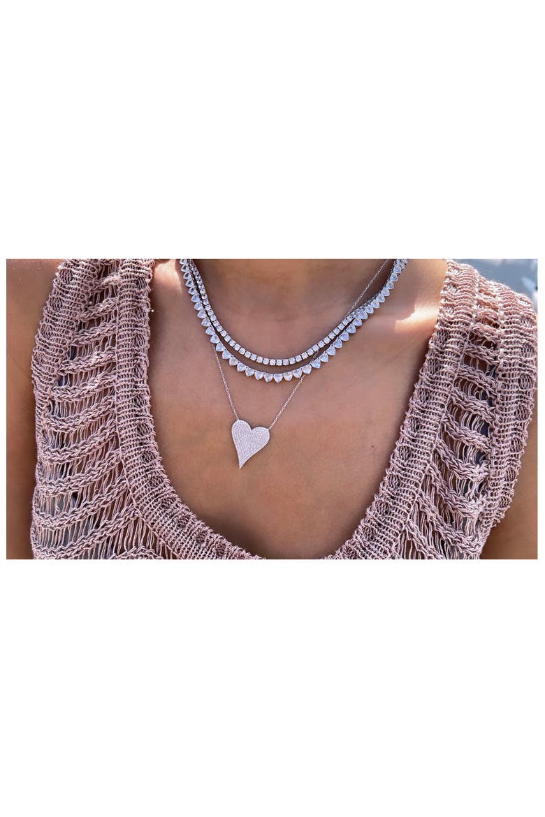 Pavé Heart Pendant Necklace, Alternate, color, SILVER