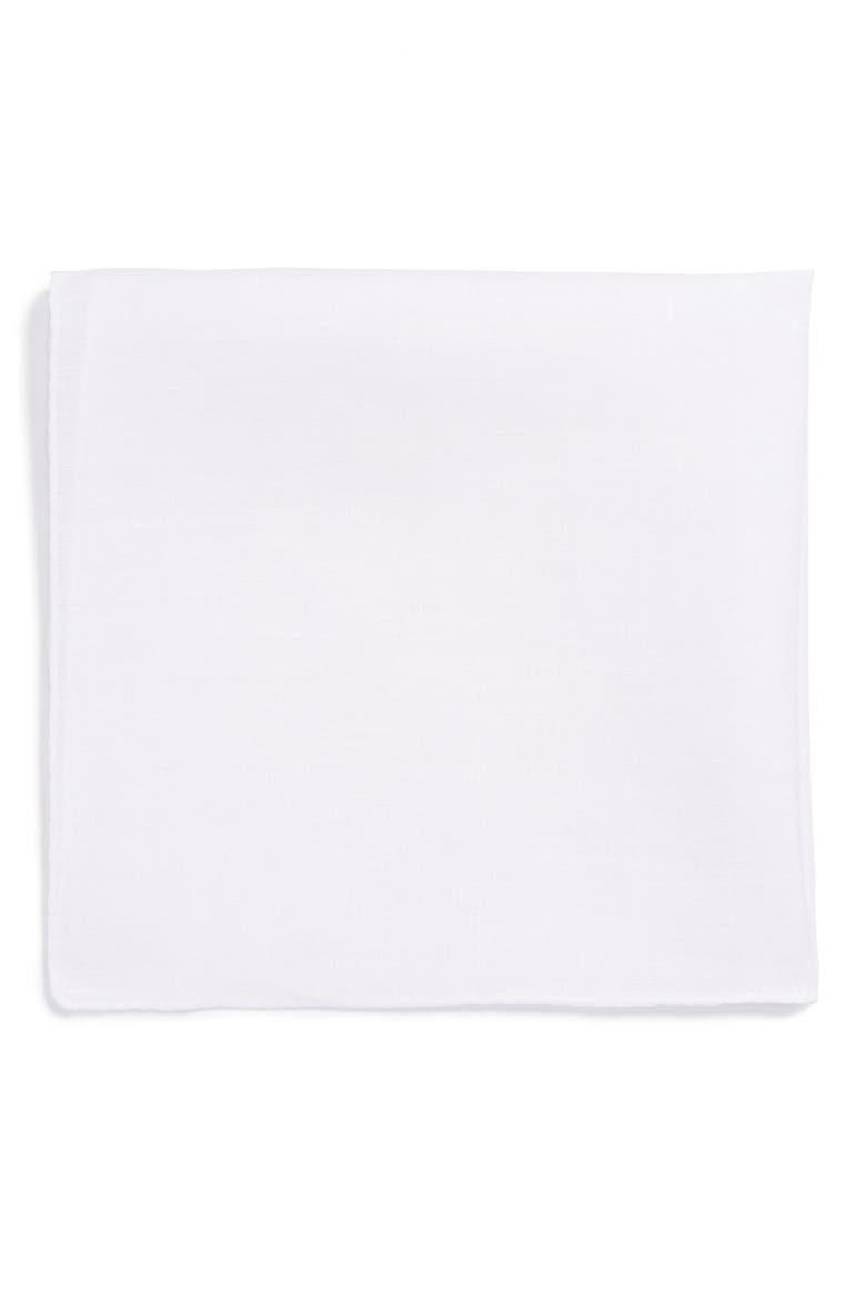 Linen Pocket Square, Main, color, WHITE