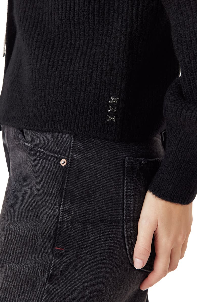 Scotch & Soda Embellished Bow Cardigan, Alternate, color, Black Night