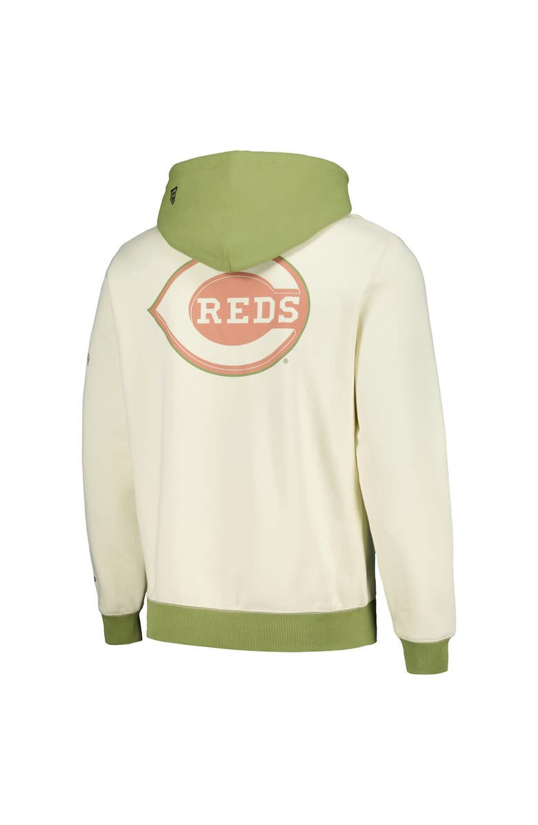 New Era Men's New Era Cream/Green Cincinnati Reds Color Pop Pullover Hoodie, Alternate, color, Cream