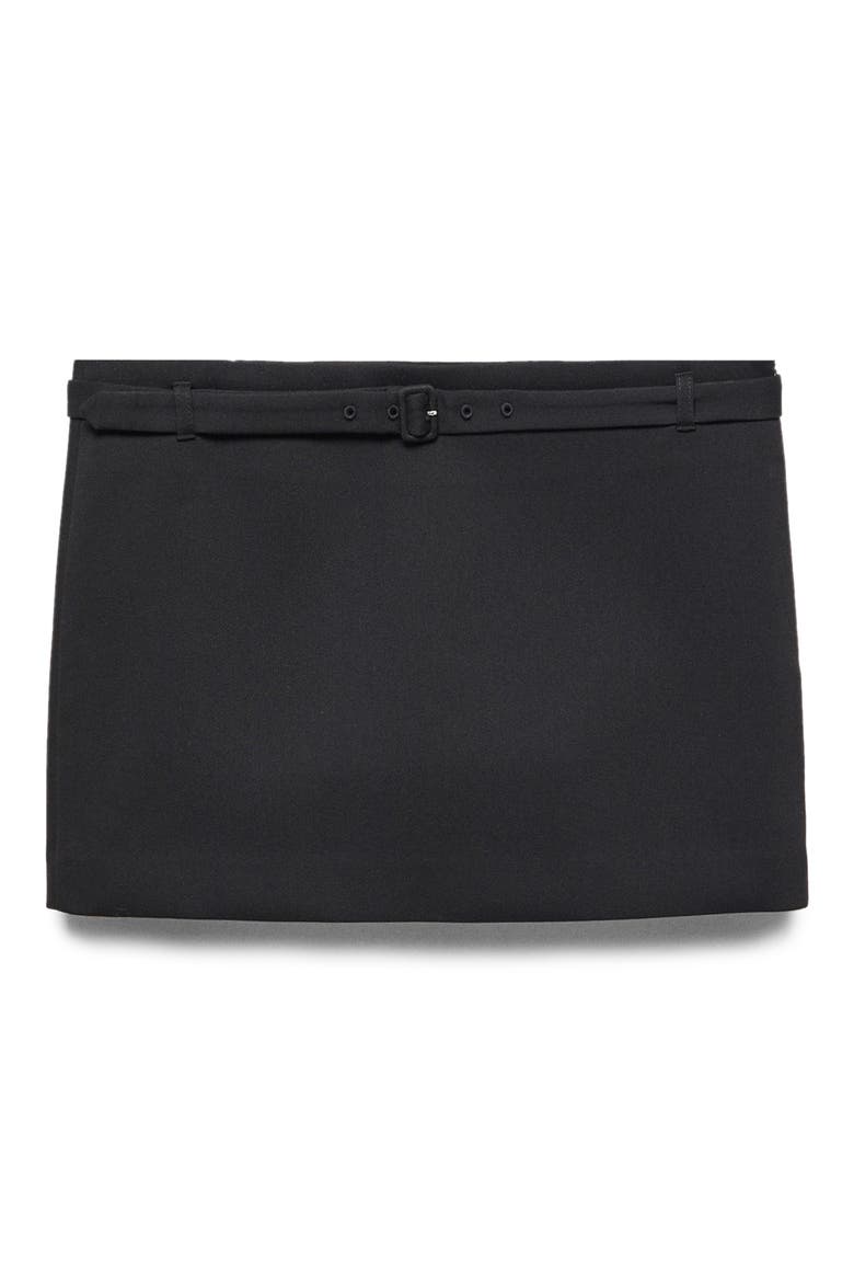 Straight Belted Miniskirt, Main, color, BLACK