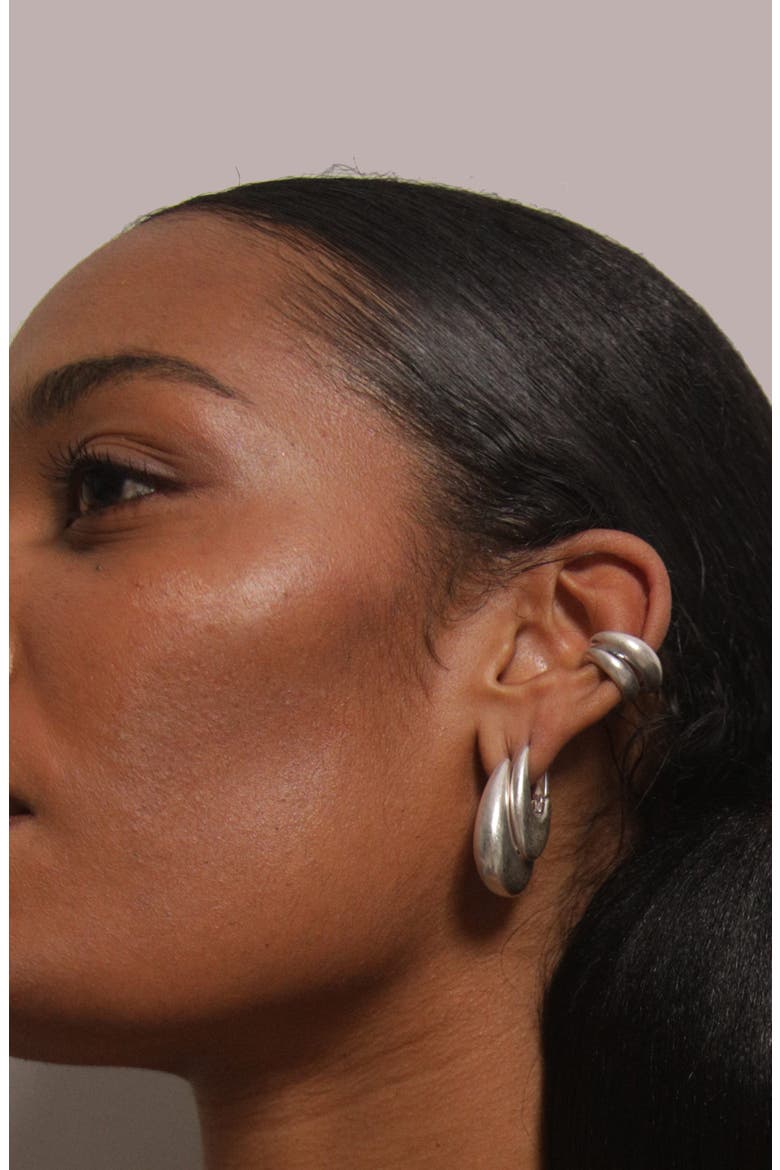 Molten Maxi Earrings in Silver, Alternate, color, Silver